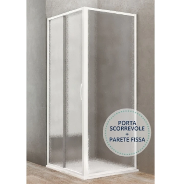 BOX GIELLE PARETE FISSA 67-70 CRISTALLO STAMPATO PROFILI BIANCHI